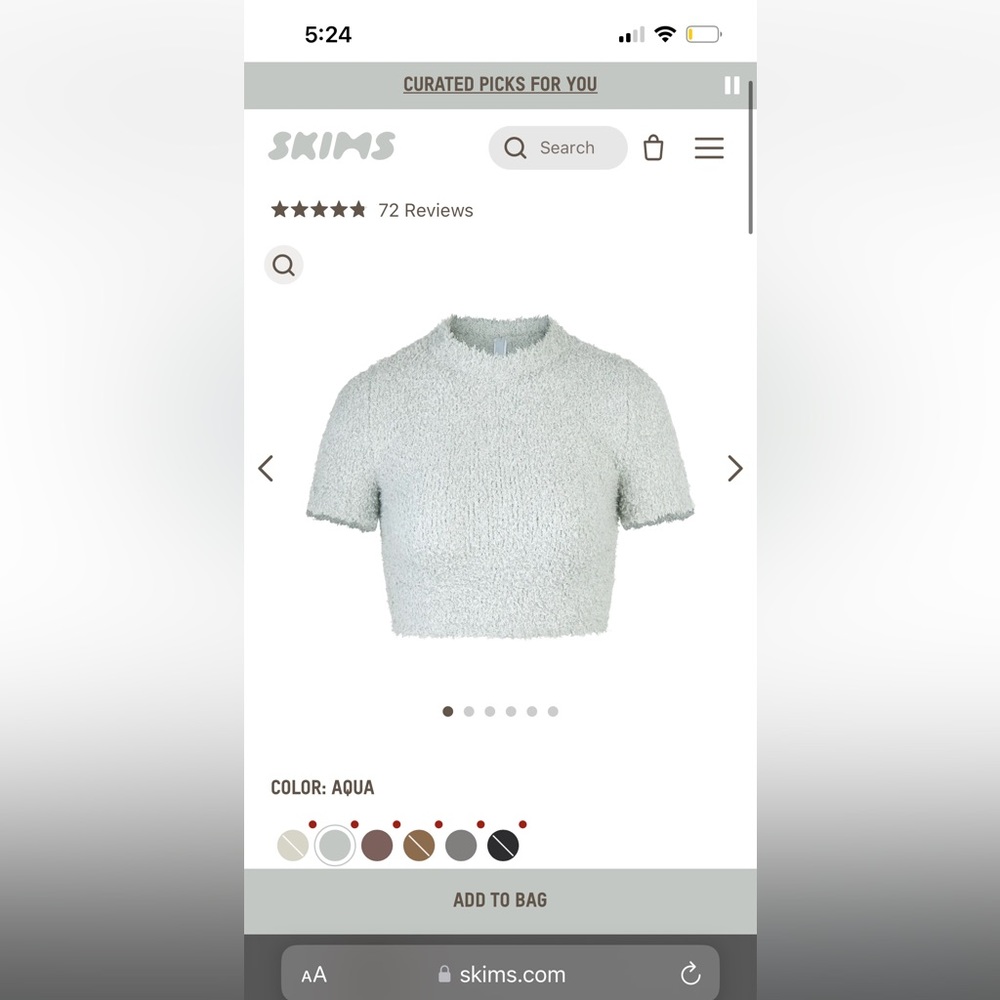 Skims Skims Knit Cropped T-Shirt Aqua